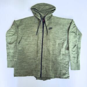 Nike Tech Knit Womens XL Green Heather Hooded Full Zip Running Jacket Hoodie